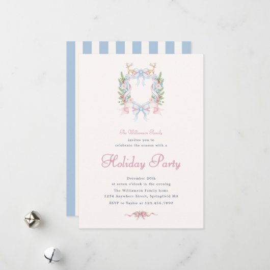Invitation de fête de Noël à l'aquarelle Prépa (Devant/Arrière en situation)