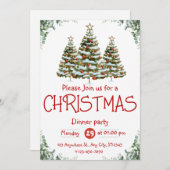 Invitation de fête de Noël à l'aquarelle verte et (Devant / Derrière)