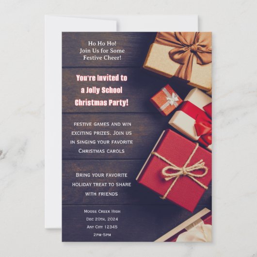 Invitation de fête de Noël à l'école avec des cade (Devant)