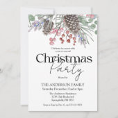 Invitation de fête de Noël aquarelle botanique (Devant)