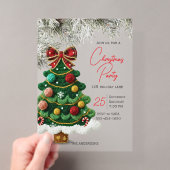 Invitation de fête de Noël arbre à ruban élégant (In situ (ordinateur de poche))
