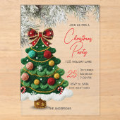 Invitation de fête de Noël arbre à ruban élégant (Recto)