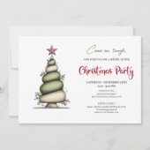 Invitation de fête de Noël arbre aquarelle fantais (Devant)