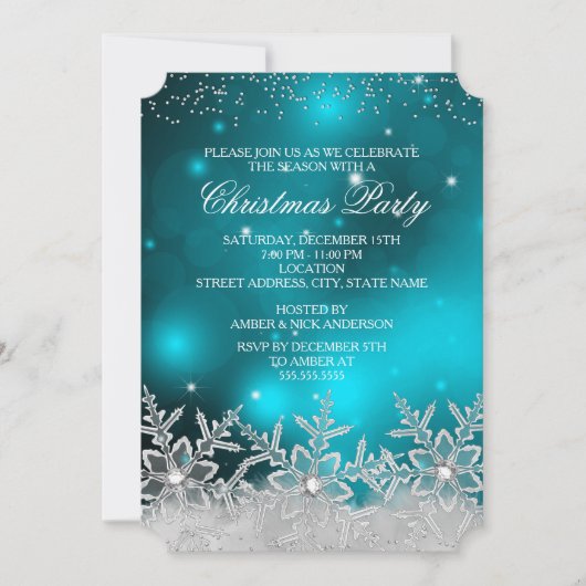 Invitation de fête de Noël au flocon de neige de c (Devant)