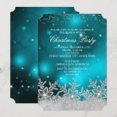 Invitation de fête de Noël au flocon de neige de c (Devant / Derrière)