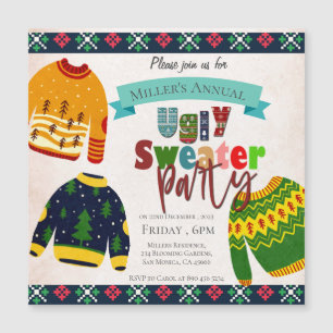 Invitation de fête de Noël au motif de pull moche