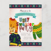 Invitation de fête de Noël au motif de pull moche (Devant)