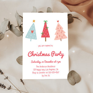 Invitation de fête de Noël au pastel dessinée à la