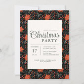 Invitation de fête de Noël au poinsettia noir mode (Devant)