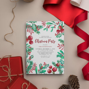 Invitation de fête de Noël au style aquarelle avec