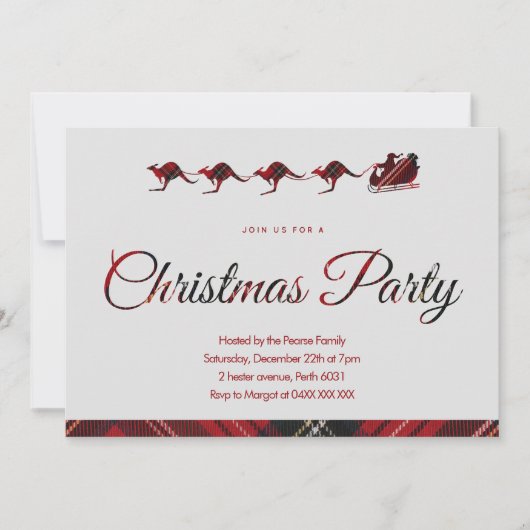 Invitation de fête de Noël australienne en flanell (Devant)
