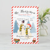 Invitation de fête de Noël avec bonhomme de neige (Debout devant)