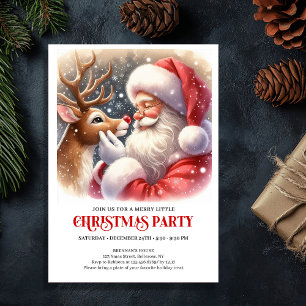 Invitation de fête de Noël avec le Père Noël et Ru
