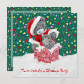 Invitation de fête de Noël avec l'ours de nounours (Devant / Derrière)