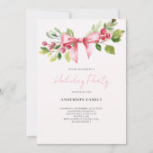 Invitation de fête de Noël avec ruban de baies rou (Devant)