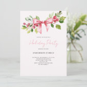 Invitation de fête de Noël avec ruban de baies rou (Debout devant)