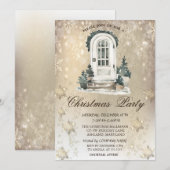Invitation de fête de Noël avec sapin et flocons d (Devant / Derrière)