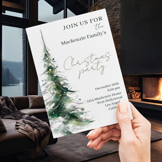 Invitation de fête de Noël avec un arbre abstrait 