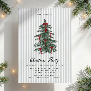 Invitation de fête de Noël avec un arbre vert rayé