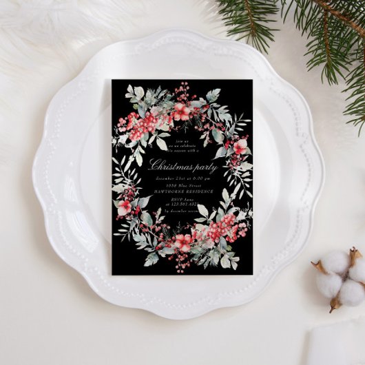 Invitation de fête de Noël Berries de Fêtes Classi