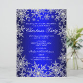 Invitation de fête de Noël Bleu Flocon de Neige Cr (Debout devant)
