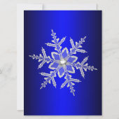 Invitation de fête de Noël Bleu Flocon de Neige Cr (Dos)