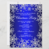 Invitation de fête de Noël Bleu Flocon de Neige Cr (Devant)