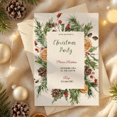 Invitation de fête de Noël botanique d'hiver