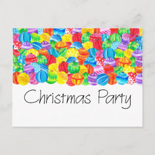 Invitation de fête de Noël, boules d'aquarelle