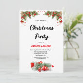 invitation de fête de Noël boules rouges et vertes (Debout devant)