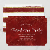 Invitation de fête de Noël Burgundy Glitter (Devant / Derrière)