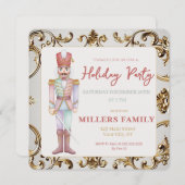 Invitation de fête de Noël Cadre Doré Casse-Noiset (Devant / Derrière)