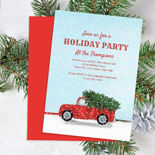 Invitation de fête de Noël camionnette rouge class