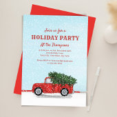 Invitation de fête de Noël camionnette rouge class