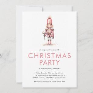 Invitation de fête de Noël Casse-Noisette Rose Vin