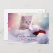 Invitation de fête de Noël chaton mignon (Devant / Derrière)
