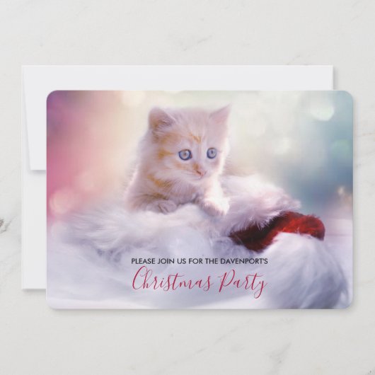 Invitation de fête de Noël chaton mignon (Devant)