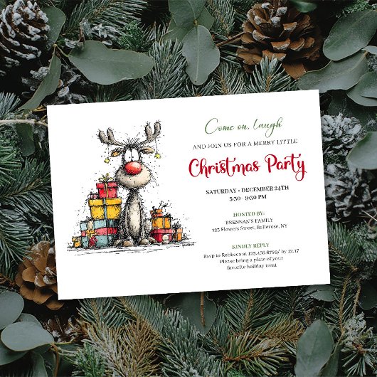 Invitation de fête de Noël classique et fantaisist