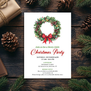 Invitation de fête de Noël Couronne de Pin Classiq