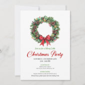 Invitation de fête de Noël Couronne de Pin Classiq (Devant)