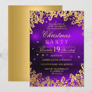Invitation de fête de Noël Couronne d'Or Violet