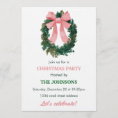 Invitation de fête de Noël Couronne et Ruban Éléga (Devant)