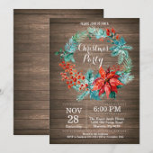 Invitation de fête de Noël Couronne florale (Devant / Derrière)