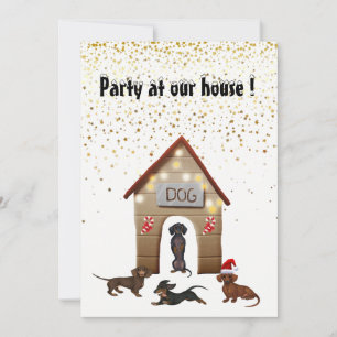 Invitation de fête de Noël Dachshund Design