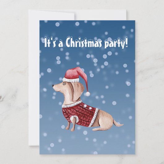Invitation de fête de Noël Dachshund Design (Devant)