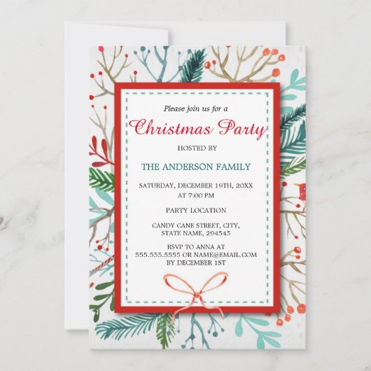 Invitation de fête de Noël dans la forêt fantaisis (Devant)