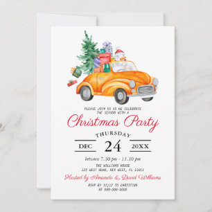 Invitation de fête de Noël de camion d'aquarelle r