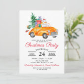 Invitation de fête de Noël de camion d'aquarelle r (Debout devant)