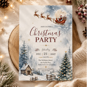 Invitation de fête de Noël de chalet vintage