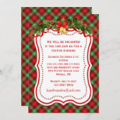 Invitation de fête de Noël de cloches de houx de (Devant / Derrière)